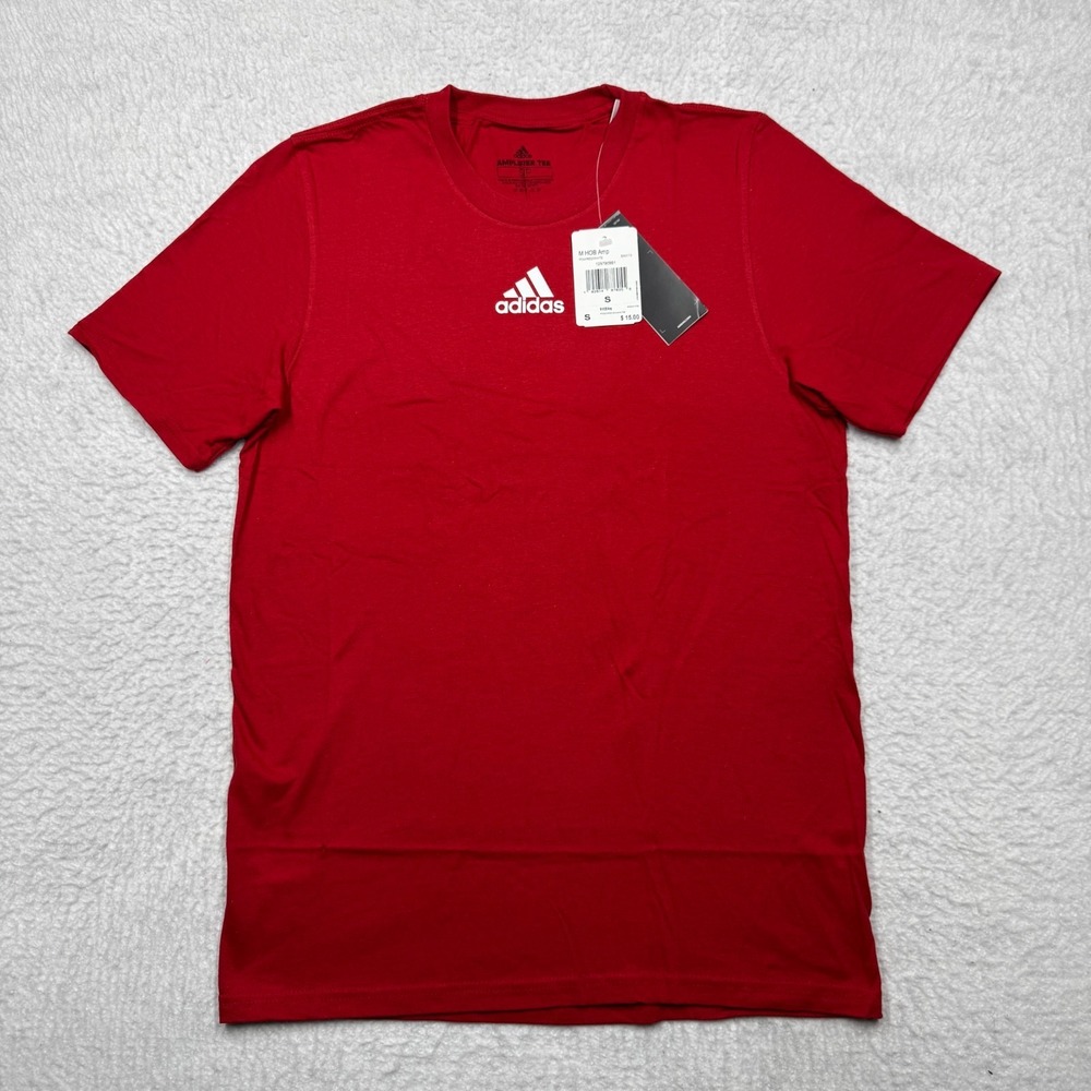 NWT Adidas Amplifier Short Sleeve Sportswear 100% Cotton Red T-Shirt Men's Small